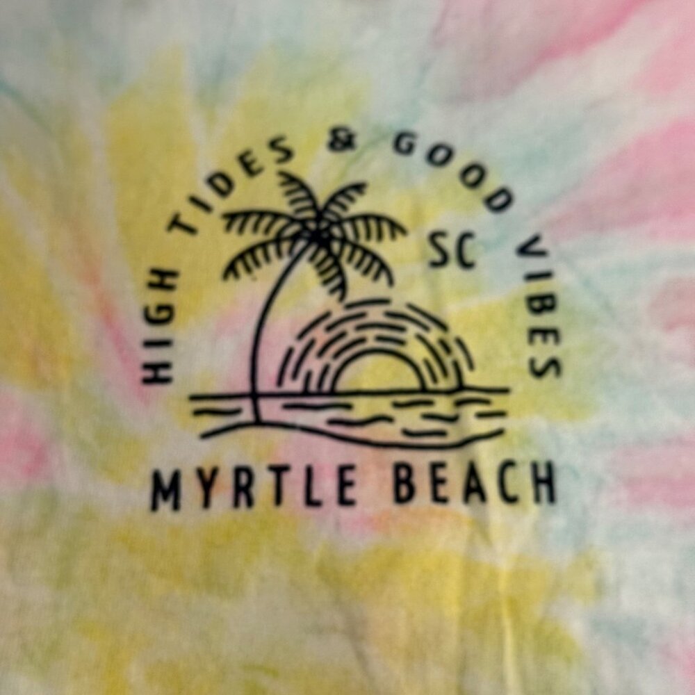 High Tides Good Vibes Tee Myrtle Beach Tie Dye Long Sleeve Shirt Coastal Graphic - Picture 8 of 14